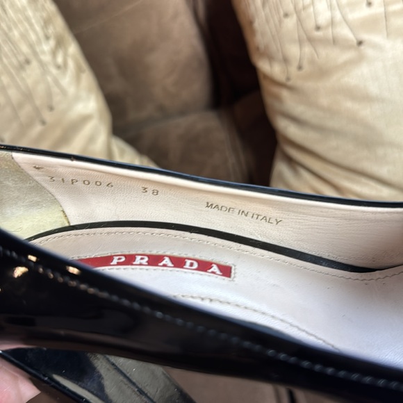 Prada Women's Patent Leather Pumps Heels Square Toe Slip On Stacked HeeI Black - Picture 14 of 16